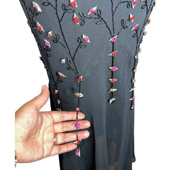 Sue Wong Vintage Nocturne Silk Chiffon Lace Embellished Whimsigoth Dress Size 4 - Picture 10 of 12